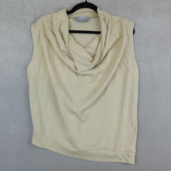 No Boundaries Top Womens XL Tan Cowl Neck Draped Shirt Blouse - Picture 1 of 8